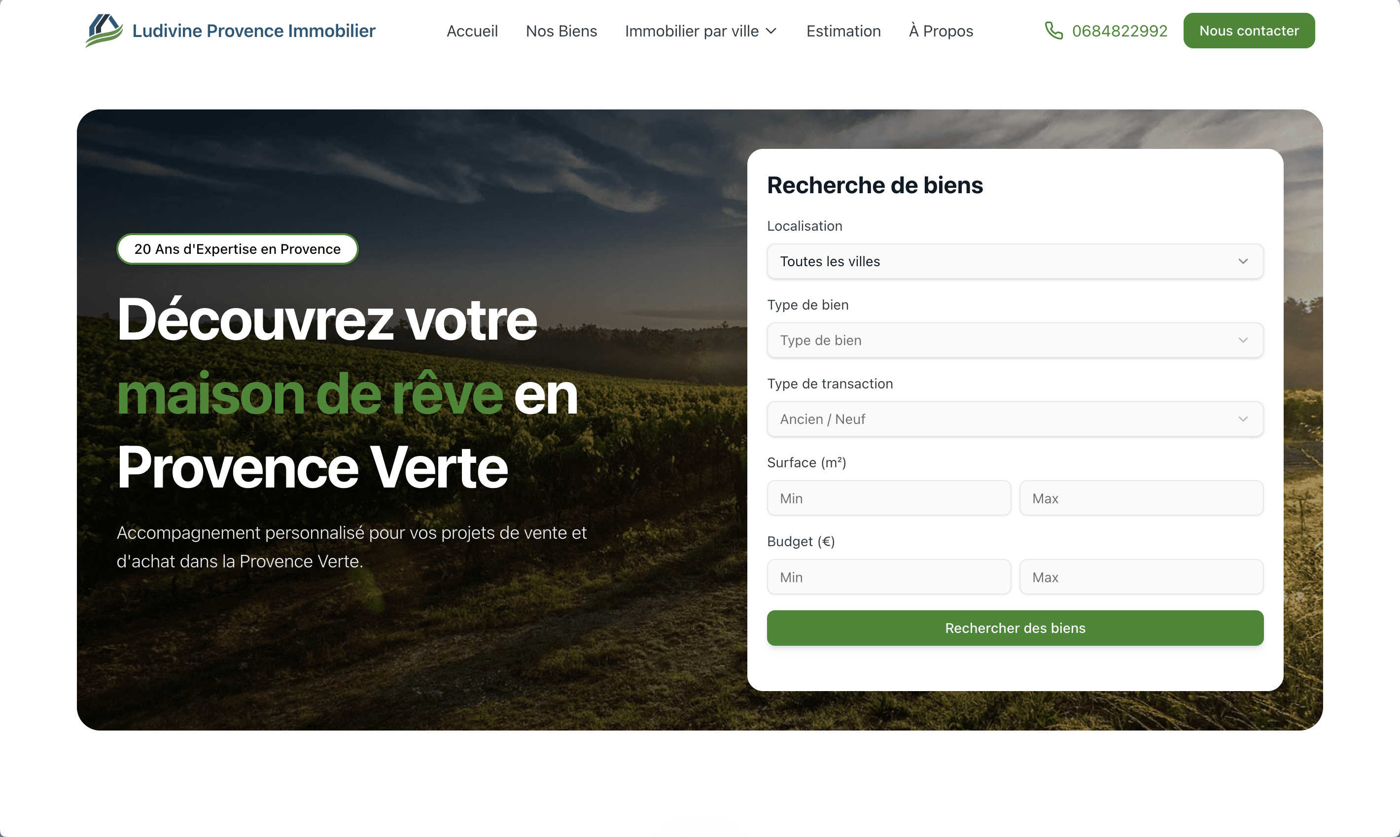 Ludivine Provence Immobilier - Site web